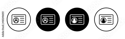License icon symbol for apps and websites. ID card icon. driver license, staff identification card