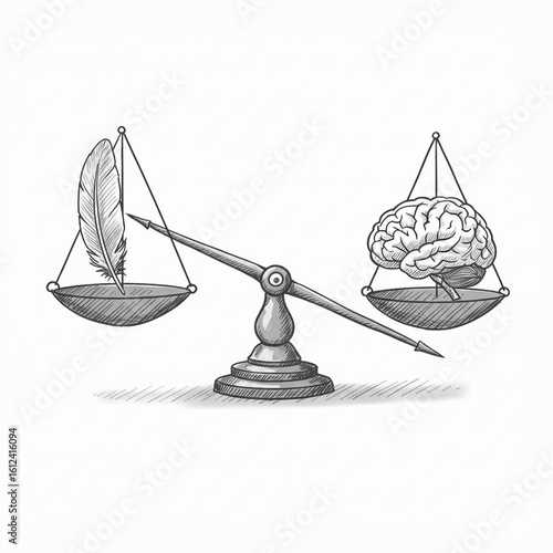 Brain Outweighing Feather on Balance Scale