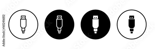 Usb icon symbol for apps and websites. usb charging. Flash disk sign and symbol. flash drive sign.