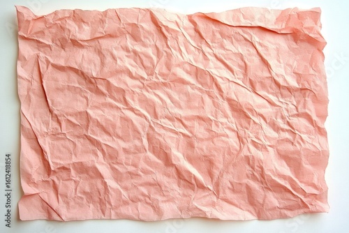 Wallpaper Mural Crinkled Pink Crepe Paper Texture, Peach Color Paper on White Background, Crumpled Sheet Torontodigital.ca