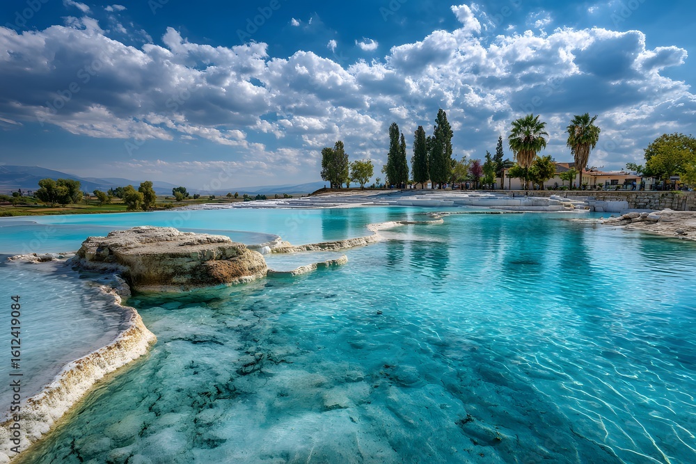 Obraz premium Serene Turquoise Pools Under a Azure Sky