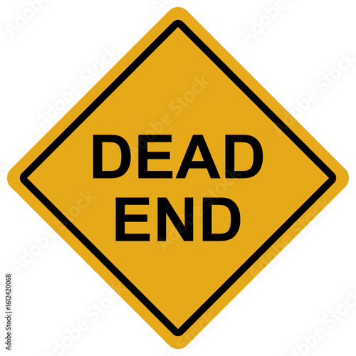 Yellow square dead end road sign symbol vector illustration