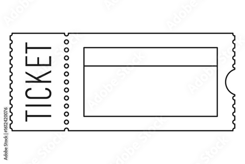 Perforated ticket stub with copy space outline vector illustration