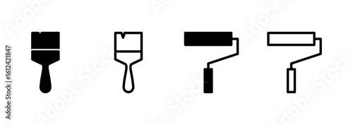 Paint icon logo design. paint brush sign and symbol. paint roller icon vector