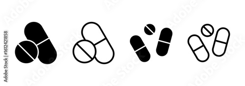 Pills icon logo design. capsule icon. Drug sign and symbol