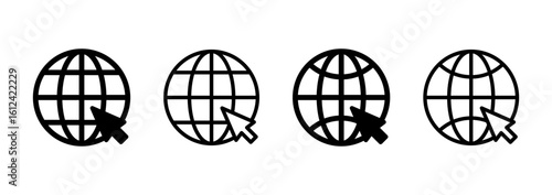 Web icon logo design. go to web sign and symbol. web click icon. Global search icon
