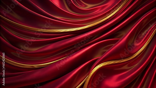 Luxury dark red velvet background with soft folds and gold accents