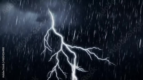 Night rain, lightning storm backdrop