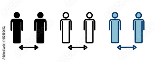 Social distancing icon vector isolated on white background. Keep distance sign. Coronavirus. Social Distancing and Self Quarantine.