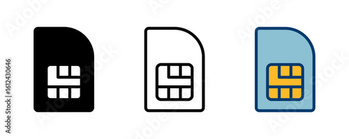 Sim card icon vector isolated on white background. Mobile slot icon. Mobile cellular phone sim card chip.
