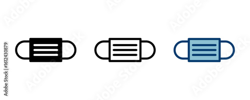 Mask icon vector isolated on white background. Man face with mask icon. Safety breathing masks. Industrial safety N95 mask. Medical mask vector icon.