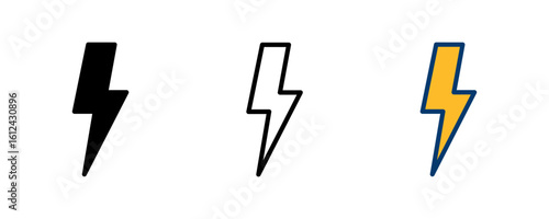 Lightning icon vector isolated on white background. Bolt icon vector. Energy and thunder electric icon