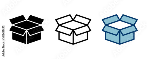 Box icon vector isolated on white background. Cardboard box, packaging open. Box vector icon