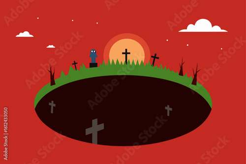 sinkhole swallowing zombies