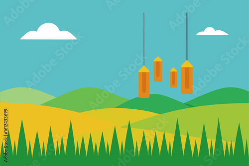 rice field magical wind chimes sing