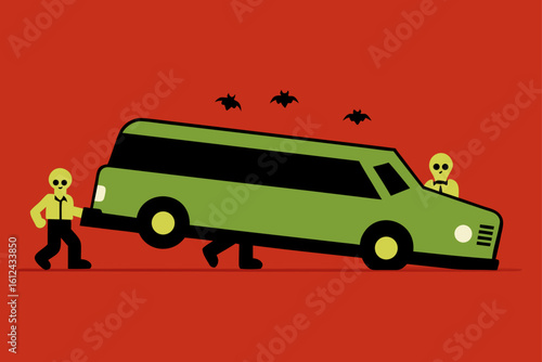 overturned hearse zombies crawling