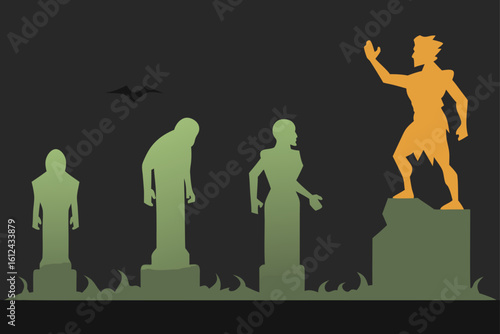 ancient stone statues zombies alive
