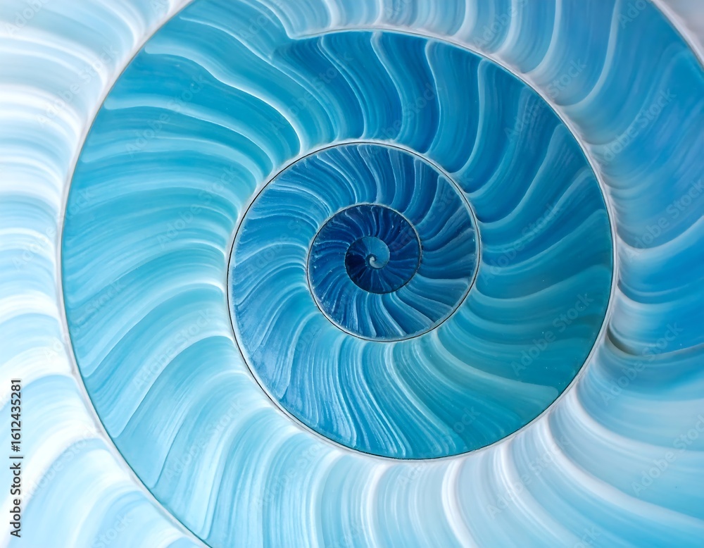 Obraz premium Abstract spiral design with concentric blue and white patterns