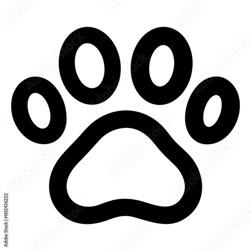 Simple Black Line Art Paw Print Graphic Animal Track Icon
