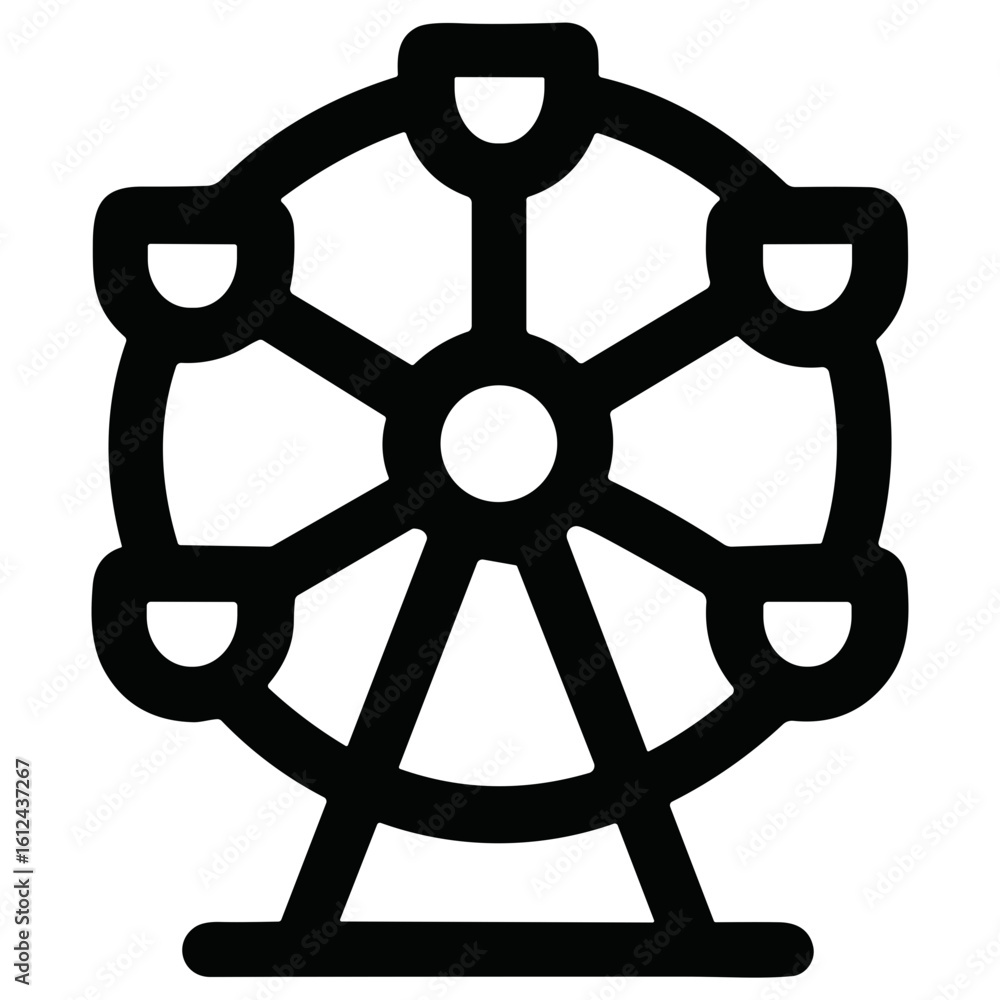 Outline Simple Ferris Wheel Symbol Line Style Amusement Park Icon Outline Simple Ferris Wheel Symbol Line Style Amusement Park Icon