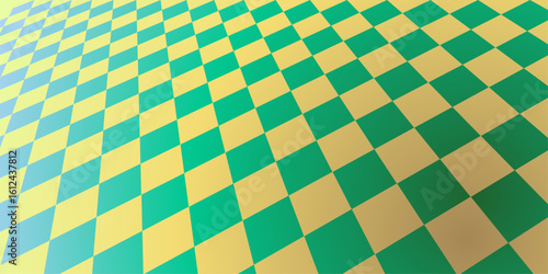Diagonal chess board pattern with green and gold tones