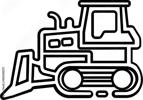 Powerful construction vehicle logo featuring dynamic dump truck silhouette carrying load of excavated material.Street loader truck icon in glyph style.Bulldozer icon symbols. Vector illustration.