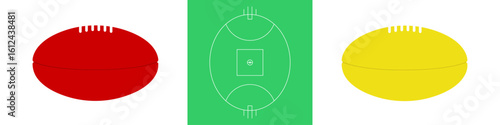 Australian Rules Football, Footy, Vector Set With Two Balls and a Field.