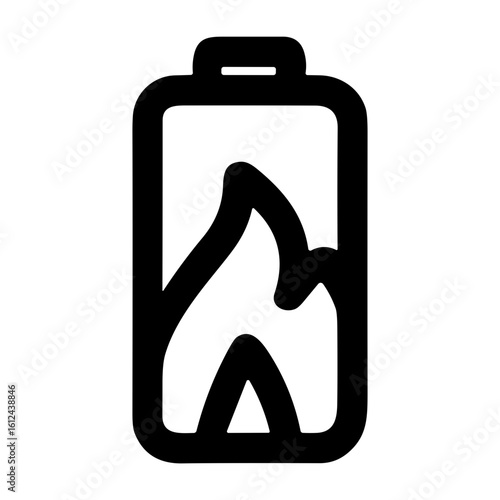 Outline Simple Burning Battery Symbol Isolated Energy Charging Element Icon