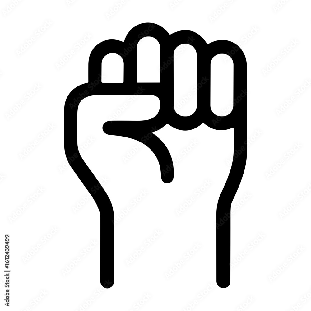Obraz premium Minimalist Outline Fist Protest Symbol Power Sign Hand Gesture Icon