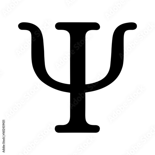 Minimalist Flat Psi Symbol Mental Health Sign Icon Illustration