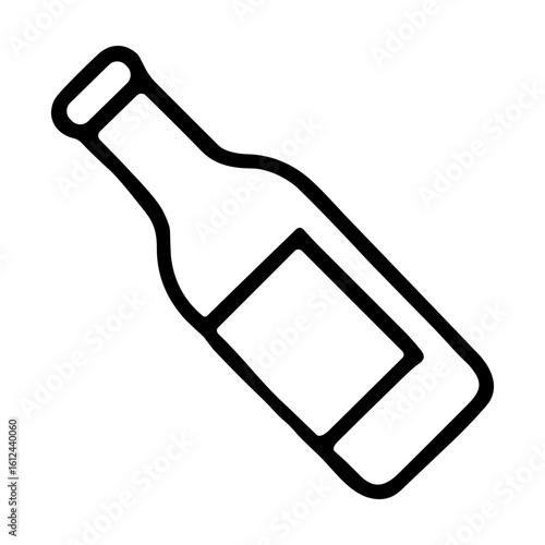 Outline Simple Wine Bottle Minimalist Design Drink Alcohol Icon