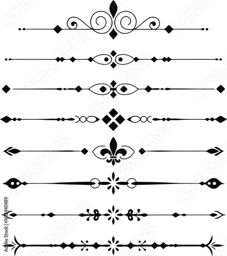 Vector art of collection of ornate vintage decorative dividers