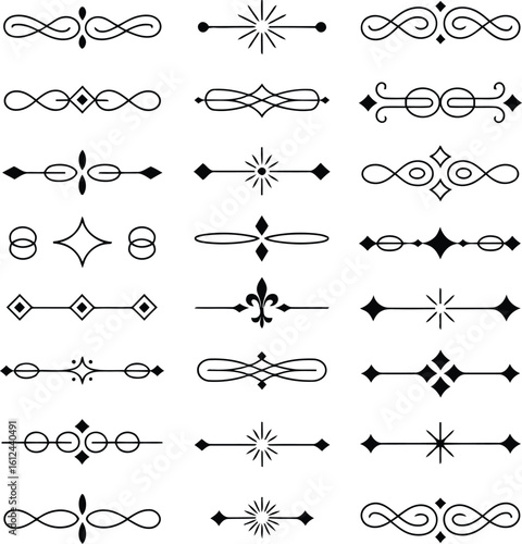 Vector art of collection of vintage decorative ornamental dividers and borders