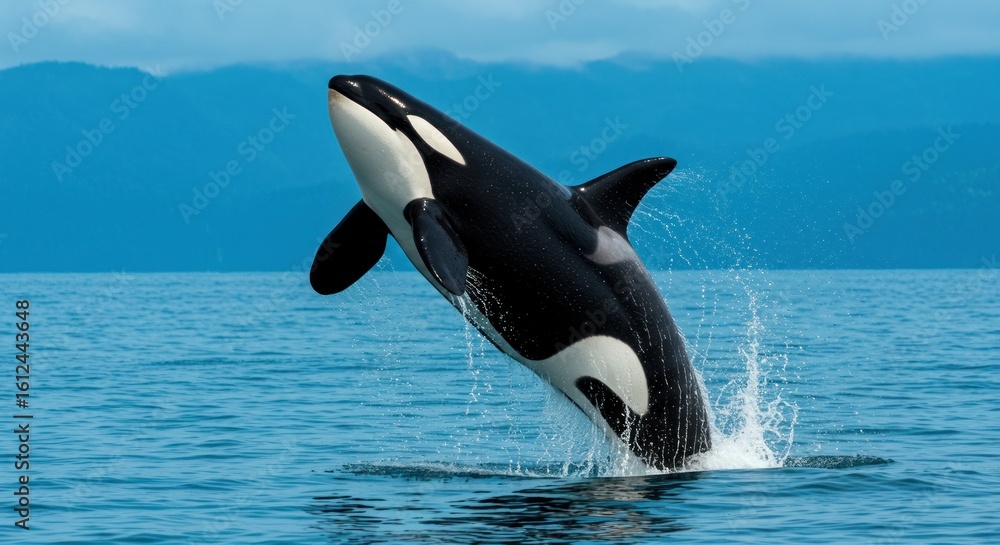 Fototapeta premium Orca leaping in ocean