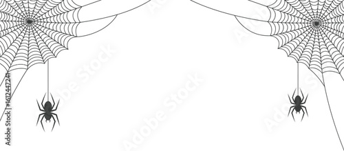 White Spooky Spiderweb & Spiders Design