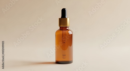 Wallpaper Mural Amber glass dropper bottle filled with a translucent brown liquid sits on a neutral background. Torontodigital.ca