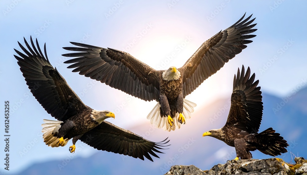 Naklejka premium Bald eagles soaring