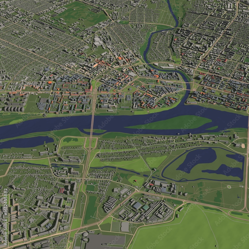 Obraz premium 3D illustration of city and urban in Omsk Russia