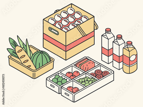 Isometric Grocery Food Set – Supermarket Packages