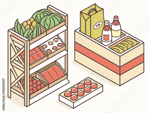 Isometric Grocery Food Set – Supermarket Packages