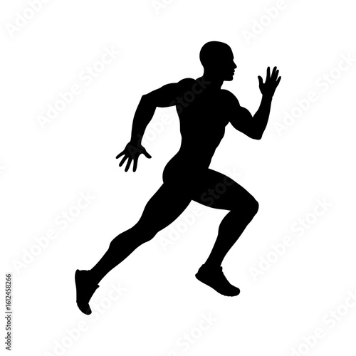 Runner in Mid-Stride Silhouette Vector Illustration