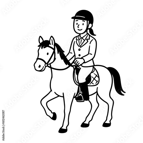 乗馬　線画　手書き