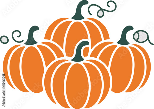 WebA vibrant orange pumpkin patch with green stems and leaves presented in a striking silhouette style perfect for autumn celebrations silhouette