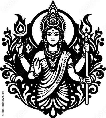 silhouette vector illustration sketch detail design icon logo symbol god goddess mythology india hindu classic vintage ethnic traditional abstract modern