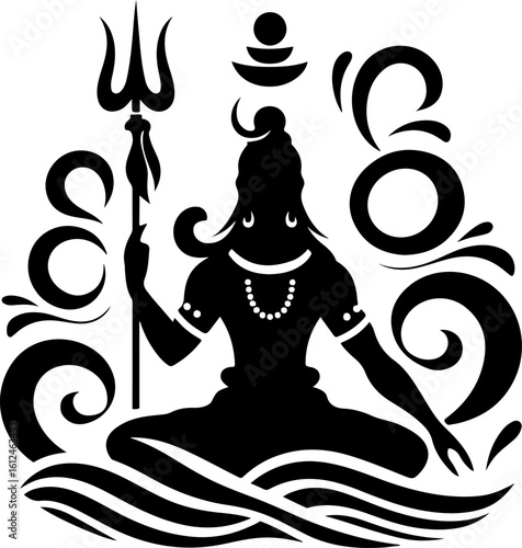 silhouette vector illustration sketch detail design icon logo symbol god shiva mythology india hindu classic vintage ethnic traditional abstract modern