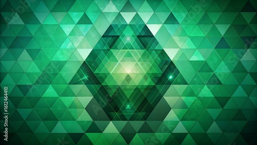 Abstract geometric green background with triangle patterns