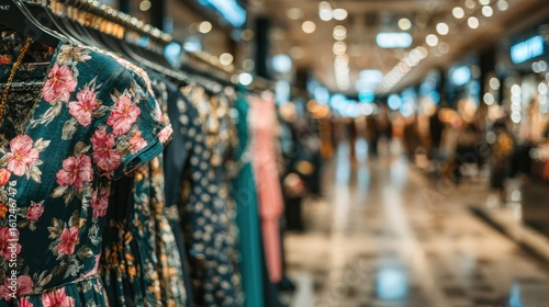Wallpaper Mural Floral dresses on racks in a busy store Torontodigital.ca