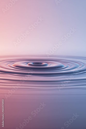 Water sculpture of meditating figure on ripple with floating droplet and pastel light