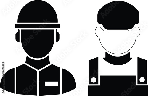 construction, engineering, industrial labor symbol.Construction engineer glyph icon with hard hat for building professional industrial worker and site foreman vector illustration vector solid glyph
