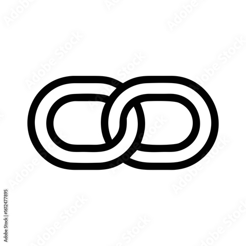 Black silhouette of interlocking circle design representing connection unity and relationship on white